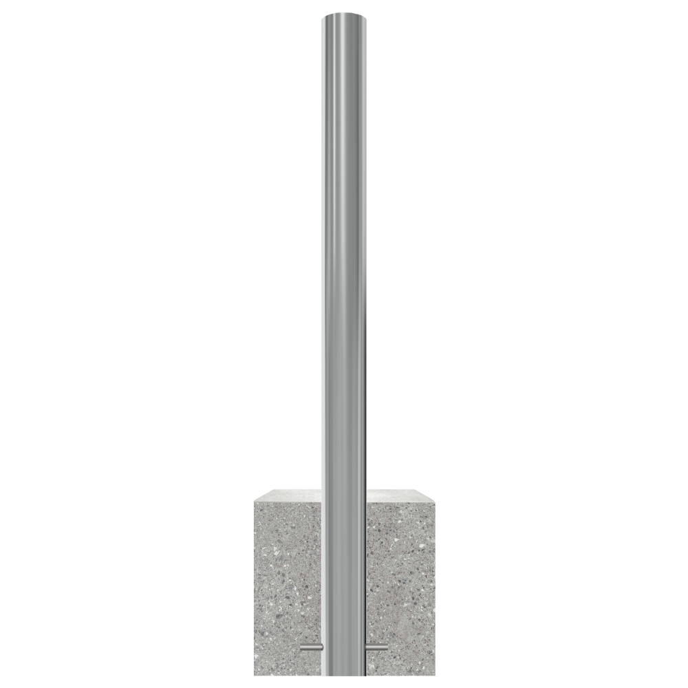 RVS parkeerpaal met betonvoet | Ø60 - 102 mm | K320 finish