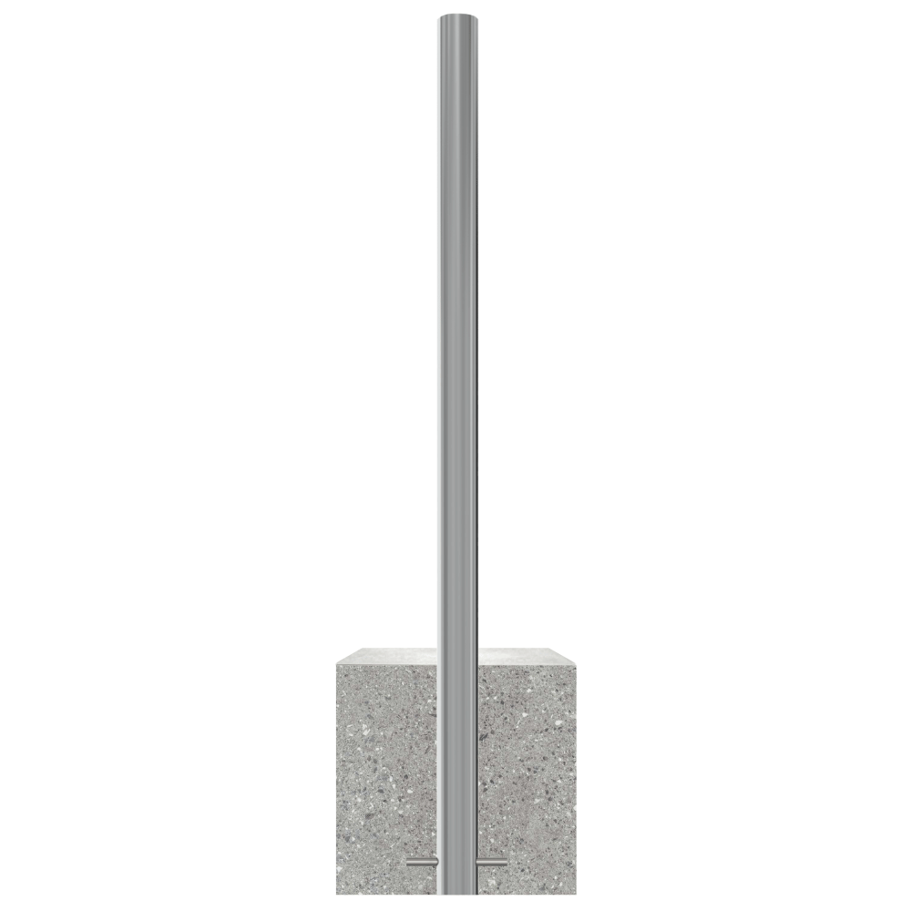 RVS parkeerpaal met betonvoet | Ø60 - 102 mm | K320 finish