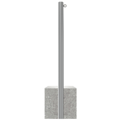 RVS parkeerpaal, Ø60 mm, met betonvoet en 1 kettingoog, K320 finish.