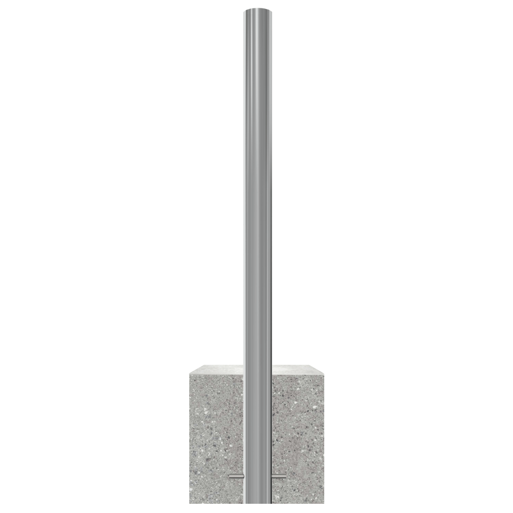 RVS parkeerpaal met betonvoet | Ø60 - 102 mm | K320 finish