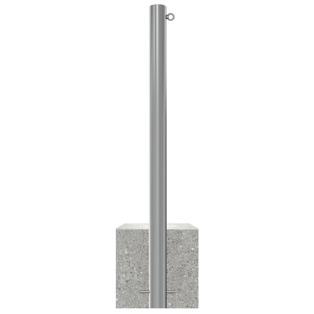 RVS parkeerpaal met betonvoet | Ø60 - 102 mm | K320 finish