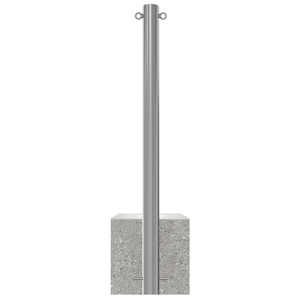 RVS parkeerpaal met betonvoet | Ø60 - 102 mm | K320 finish