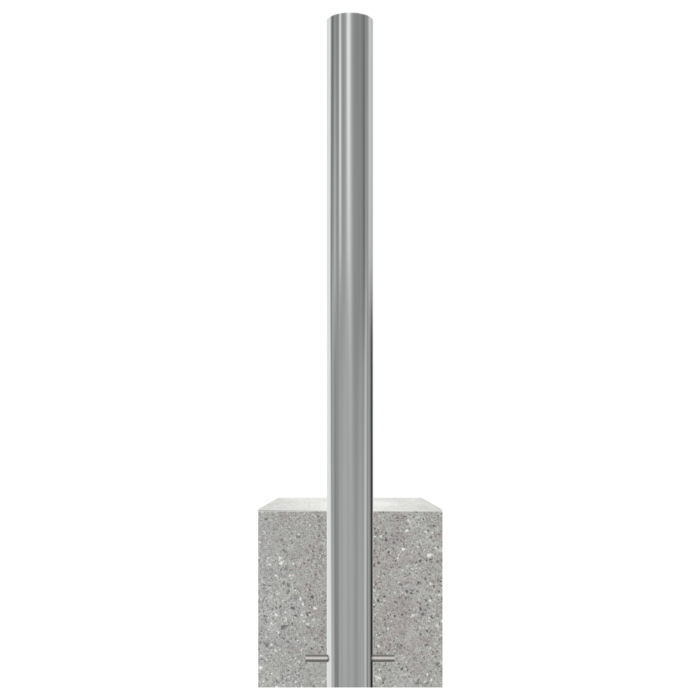 RVS parkeerpaal met betonvoet | Ø60 - 102 mm | K320 finish
