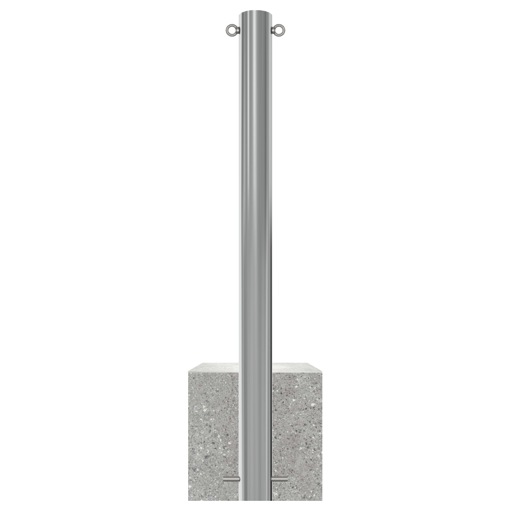 RVS parkeerpaal met betonvoet | Ø60 - 102 mm | K320 finish