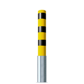 Rampaal Ø152 mm, geel-zwart gestreept, uitneembaar, met zilverkleurige voet.