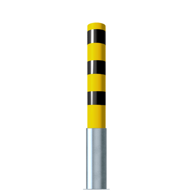 Rampaal Ø152 mm, geel-zwart gestreept, uitneembaar, met zilverkleurige voet.