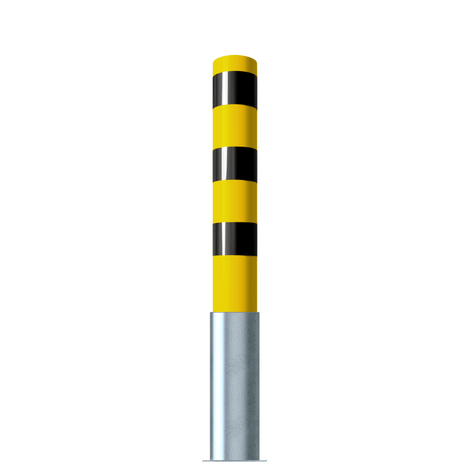 Rampaal Ø152 mm, geel-zwart gestreept, uitneembaar, met zilverkleurige voet.