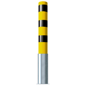 Rampaal Ø152 mm, geel-zwart gestreept, uitneembaar, met zilverkleurige voet.