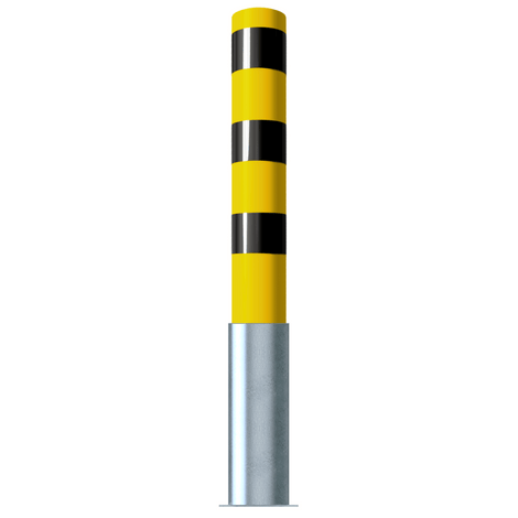 Rampaal Ø152 mm, geel-zwart gestreept, uitneembaar, met zilverkleurige voet.