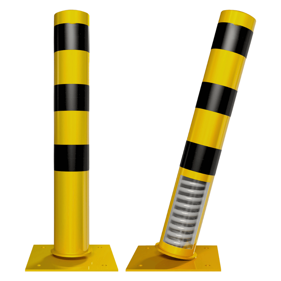 Rampaal Ø152 mm | Geel-zwart | Op verende voetplaat