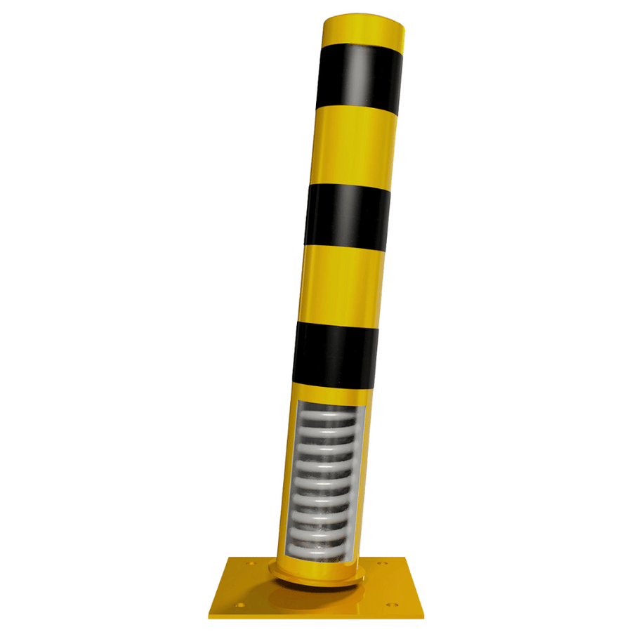 Rampaal Ø152 mm | Geel-zwart | Op verende voetplaat