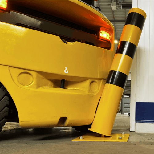 Rampaal Ø152 mm | Geel-zwart | Op verende voetplaat