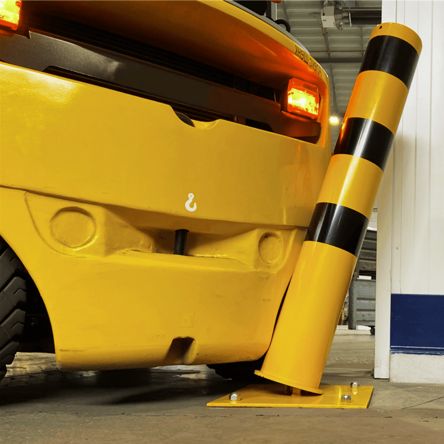 Rampaal Ø152 mm | Geel-zwart | Op verende voetplaat