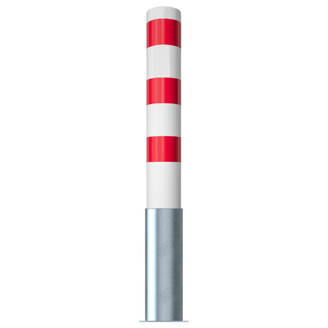 Wit-rode rampaal Ø152 mm, uitneembaar, met zilverkleurige metalen voet.