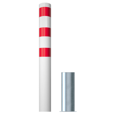 Wit-rode uitneembare rampaal Ø152 mm met grondhuls.