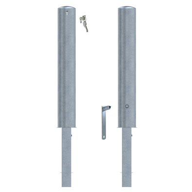Verzinkt stalen uitneembare rampaal Ø152 mm met slot en sleutels, professionele beveiliging.