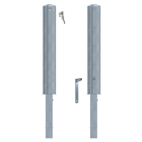 Verzinkt stalen uitneembare rampaal Ø152 mm met slot en sleutels, professionele beveiliging.