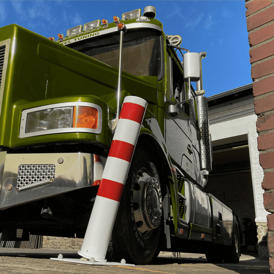 Rampaal Ø152 mm | Wit-rood | Op verende voetplaat