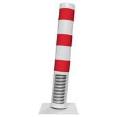 Wit-rode rampaal Ø152 mm met verende voetplaat en zichtbare spiraalveer.