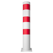 Rampaal Ø152 mm, wit-rood gestreept, met gelaste kap en voetplaat.