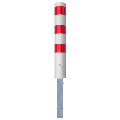 Wit-rode uitneembare rampaal Ø152 mm met driekantslot op witte achtergrond.
