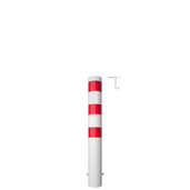 Witte en rood gestreepte rampaal Ø152 mm met losse kap en betonanker, 1200 mm hoog.