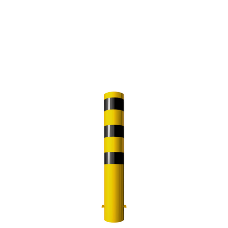 Gele en zwarte rampaal Ø193 mm, 1200 mm hoog, met gelaste kap voor betonverankering.