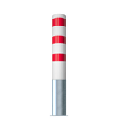 Uitneembare wit-rode rampaal Ø193 mm met zilverkleurige metalen basis.