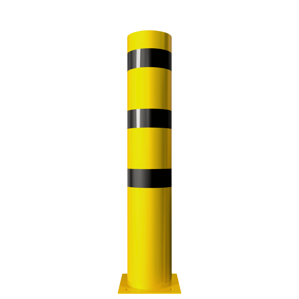 Rampaal Ø273 mm in geel-zwart met voetplaat
