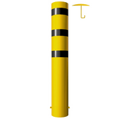 Gele en zwarte Rampaal Ø273 mm, 2000 mm, voor betonverankering, met losse kap.