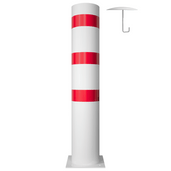 Witte paal Ø273 mm met rode strepen en losse kap met betonanker.