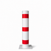 Witte en rode rampaal Ø193 mm op een vierkante voetplaat.
