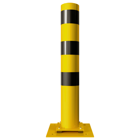Beschermpaal Ø76-152 mm | Geel-zwart | Op flexibele voetplaat-Beschermdirect