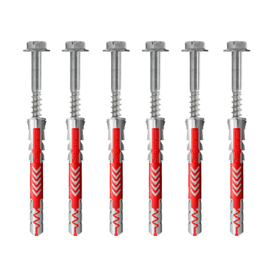 Set van 6 Fischer bouten 10x140 en rode pluggen 14x135.