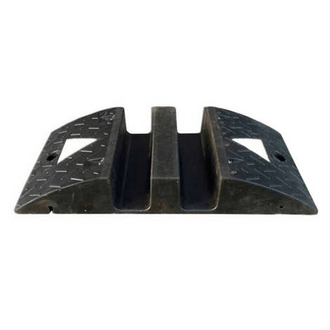 Zwarte rubberen slangenbrug met 2 kanalen, 95x90mm, voor zwaar verkeer.