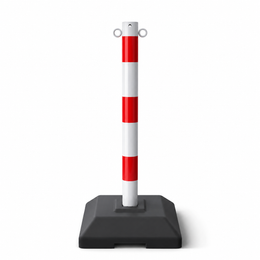 Kettingpaal Ø60 mm in wit-rood op verzwaarde voet