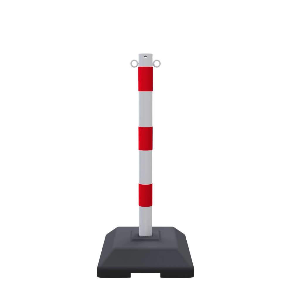 Kettingpaal Ø60 mm | Wit-rood | Op verzwaarde voet