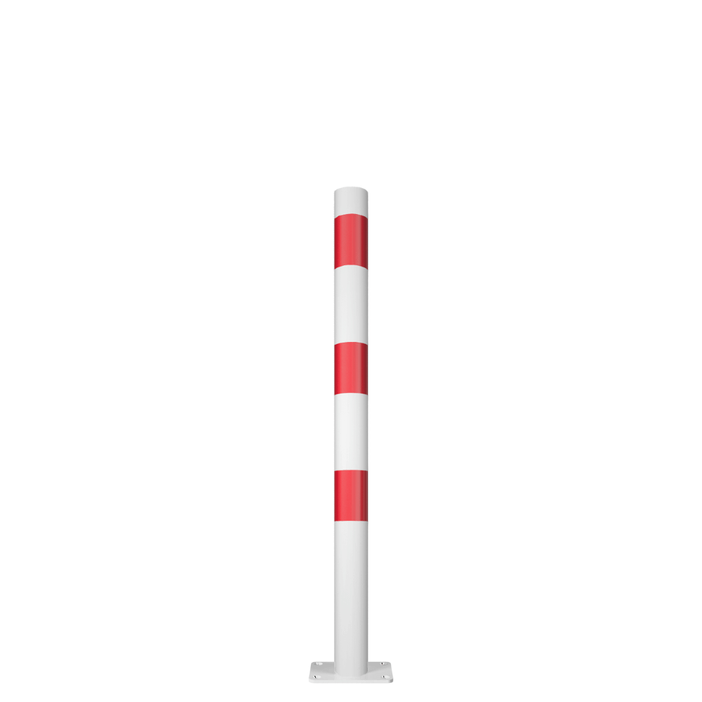 Kettingpaal Ø60 mm | Wit-rood | Voor verankering in beton of op voetplaat