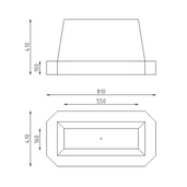Technische tekening van een betonnen afzetblok met afmetingen: 810x410x160 mm.