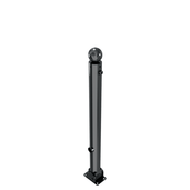 Zwarte neerklapbare trottoirpaal Ø76 mm met bolle kop en driekantslot voor vloermontage.