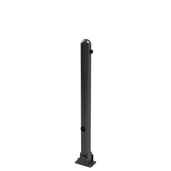 Zwarte neerklapbare trottoirpaal (Ø76 mm) met puntkop en driekantslot voor vloermontage.