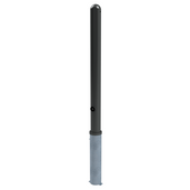 Zwarte trottoirpaal Ø76 mm met puntkop, uitneembaar voor betonverankering en driekantslot.