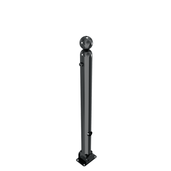 Zwarte neerklapbare trottoirpaal Ø76 mm met kogelkop en driekantslot voor vloermontage.