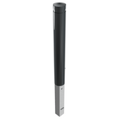 Zwarte trottoirpaal Ø120 mm met vlakke kop, uitneembaar voor betonverankering en driekantslot.