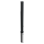 Zwarte trottoirpaal Ø76 mm met vlakke kop, uitneembaar voor betonverankering en driekantslot.