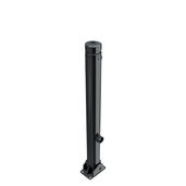 Zwarte neerklapbare trottoirpaal Ø82 mm met vlakke kop en driekantslot voor vloermontage.