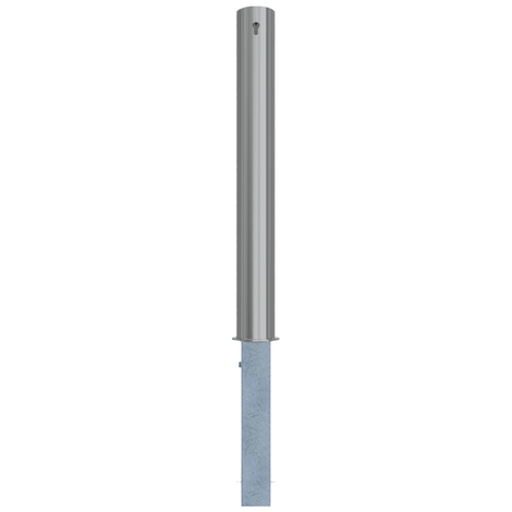 RVS uitneembare afzetpaal, Ø102x900mm, met cilinderslot optie, bovengronds deel geborsteld, ondergronds deel beton.