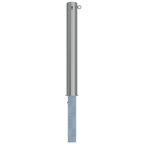 RVS uitneembare afzetpaal Ø102x900mm met cilinderslot en één kettingoog.