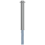 RVS uitneembare afzetpaal Ø102x900mm met cilinderslot en 2 kettingogen, glanzend metaal.