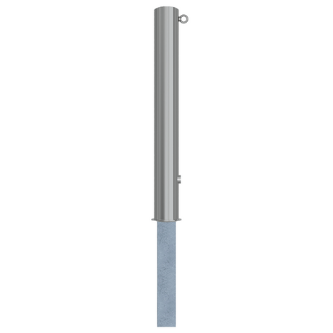 RVS uitneembare afzetpaal, Ø102x900mm, met driekantslot en 1 kettingoog.